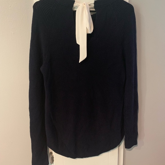 Navy LOFT sweater with bow - Picture 2 of 4